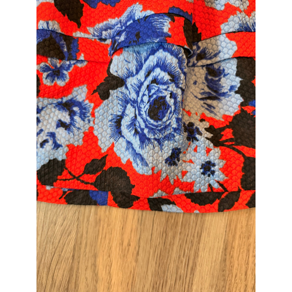 Womens HD in Paris Mini Skirt XS Red Blue Floral Retro Artsy Cottagecore Romanti - Picture 9 of 13